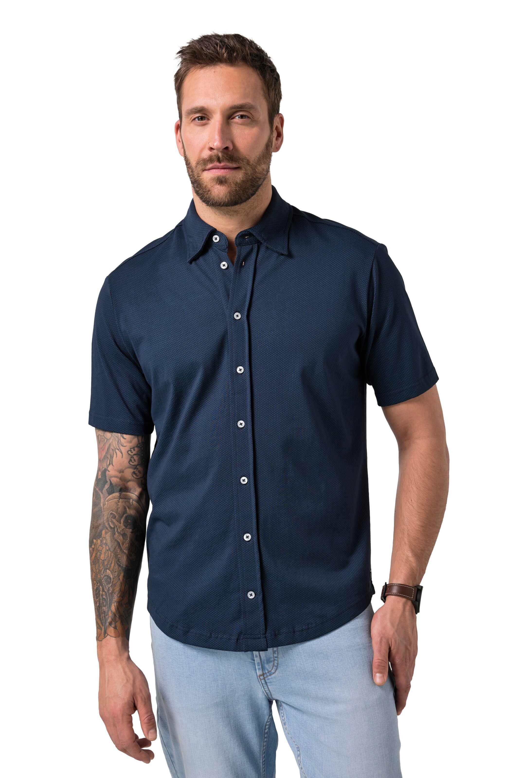 JP1880 Comfort fit Button Up Shirt in Blue: front