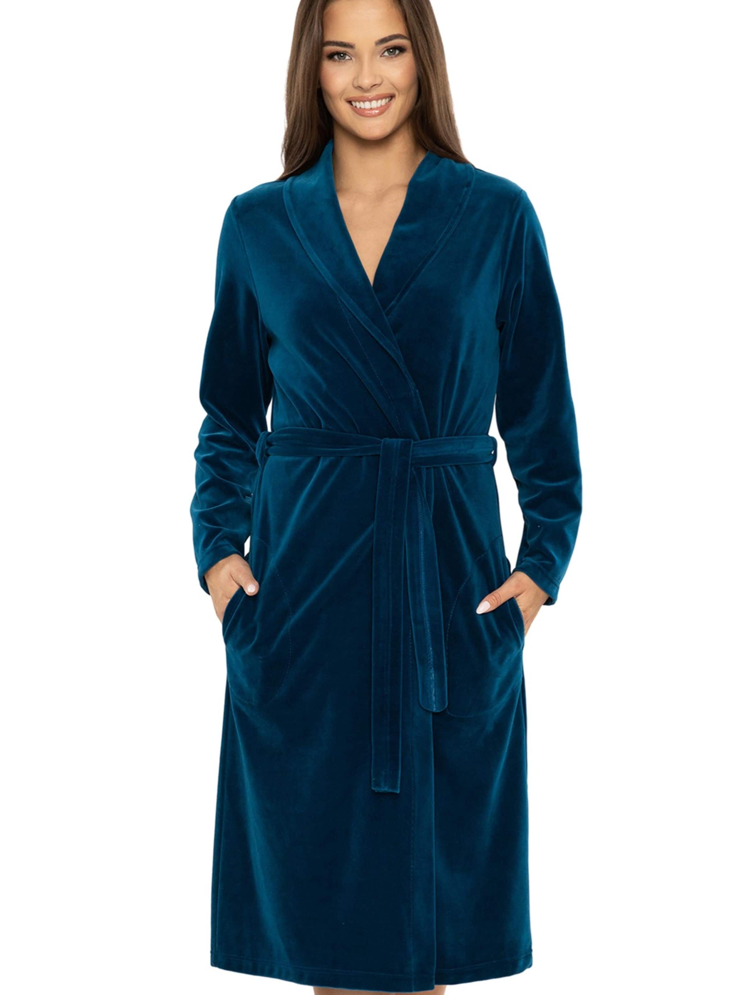 Vivisence Badjas lang  '5022' in Blauw: voorkant