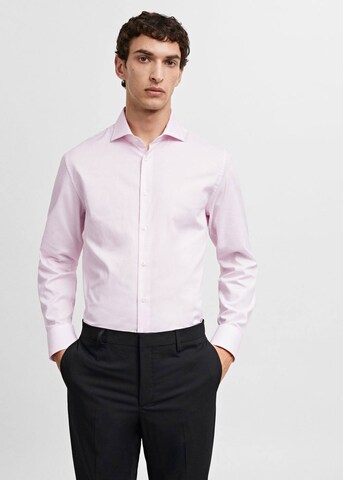 MANGO MAN Slim Fit Риза 'Lakecity' в розово: отпред