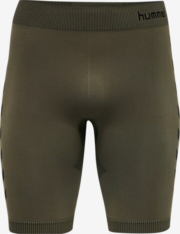 Hummel Skinny Sportbroek in Groen: voorkant