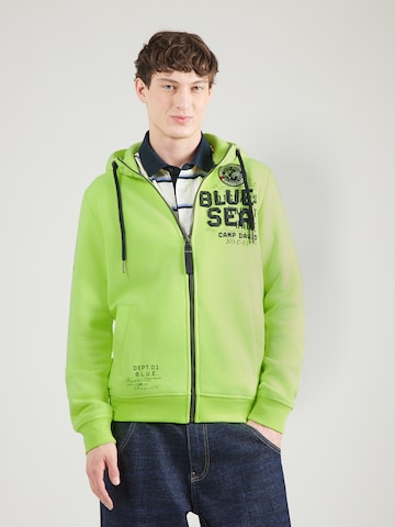 CAMP DAVID - Sudadera con cremallera en verde: frente