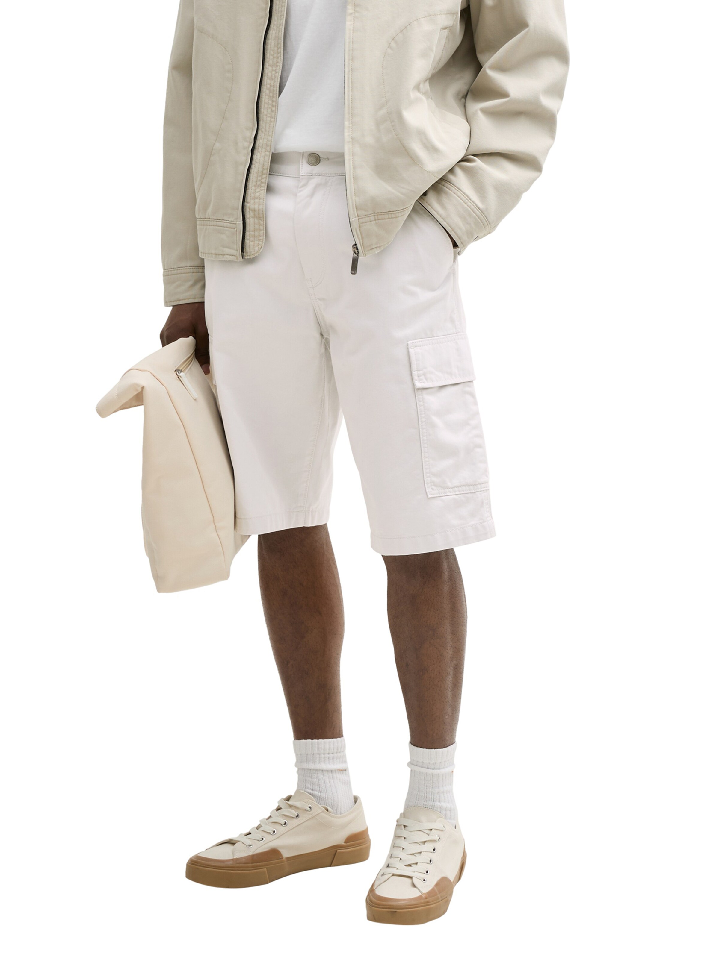 TOM TAILOR DENIM Обычный Брюки-карго в Серый: спереди