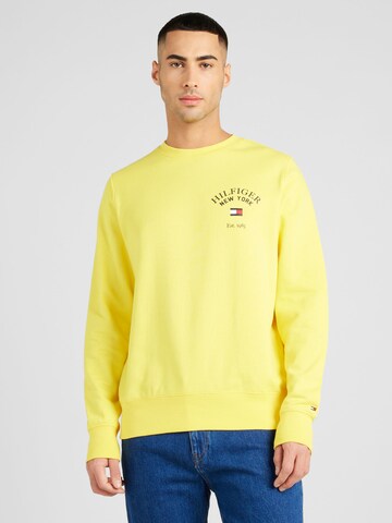 TOMMY HILFIGER Sweatshirt 'ARCHED VARSITY' in Yellow: front