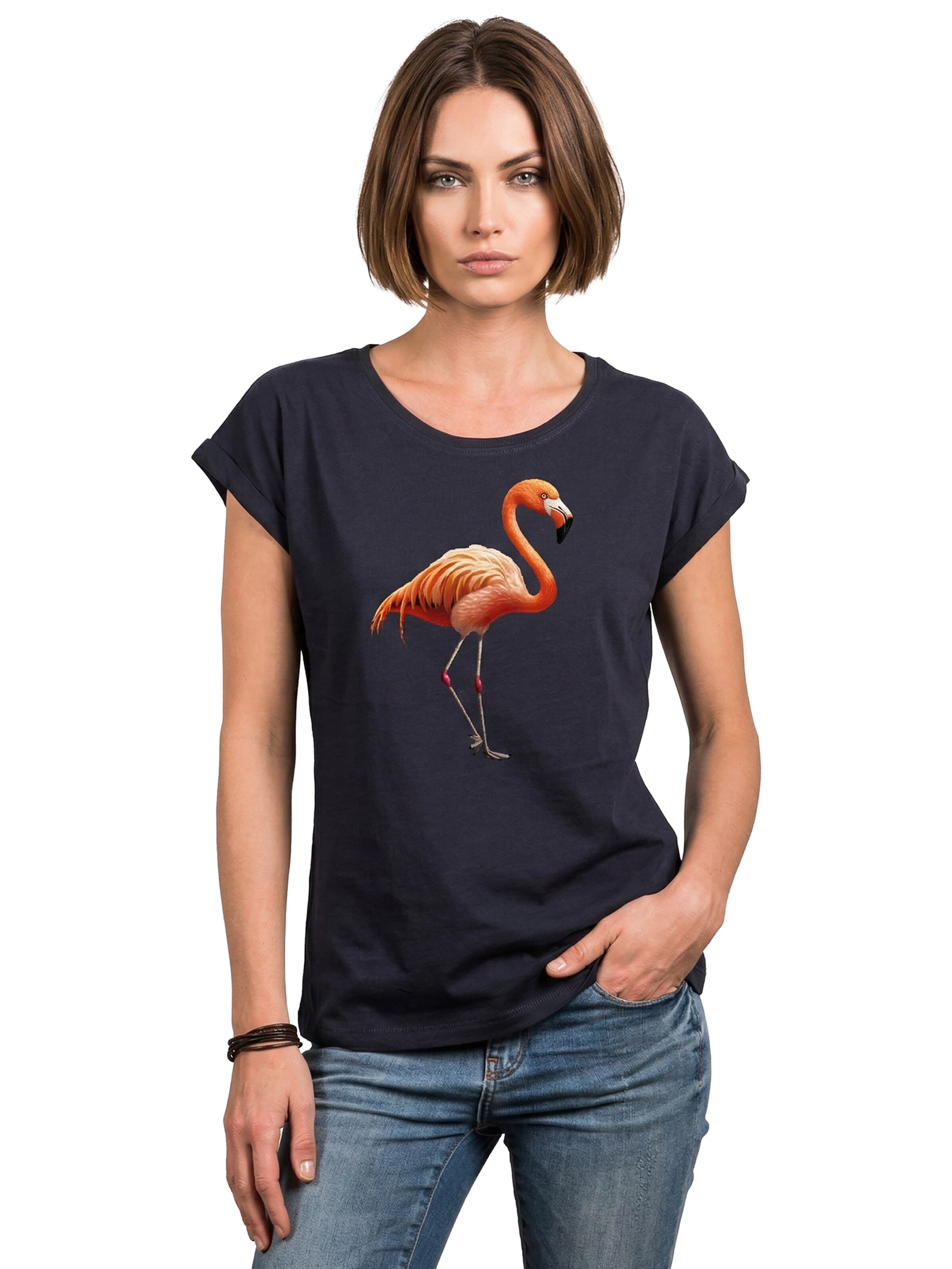MAKAYA Shirt 'Flamingo' in Blue: front