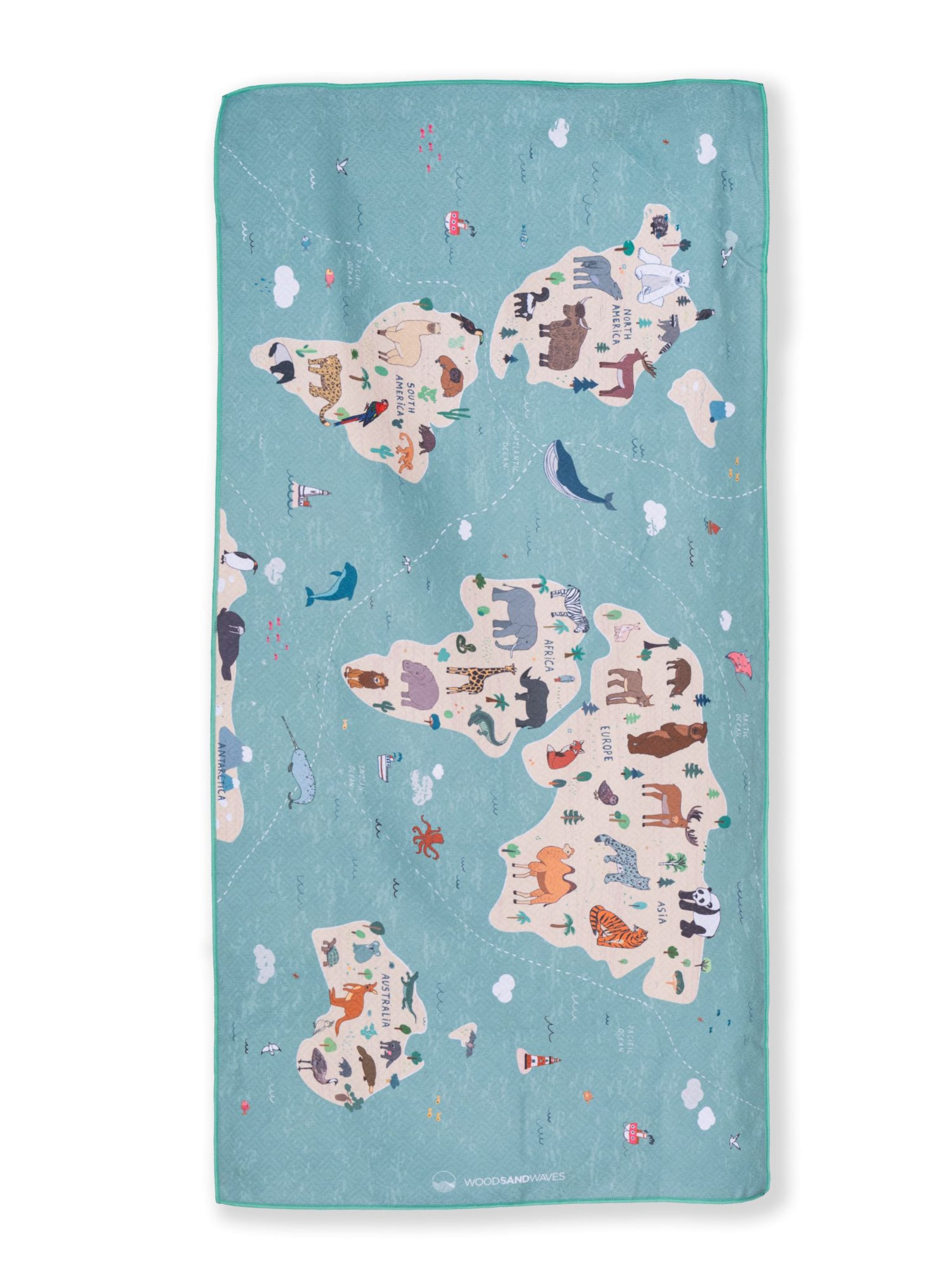 woodsandwaves Beach Towel 'Animal Map' in Mixed colors: front