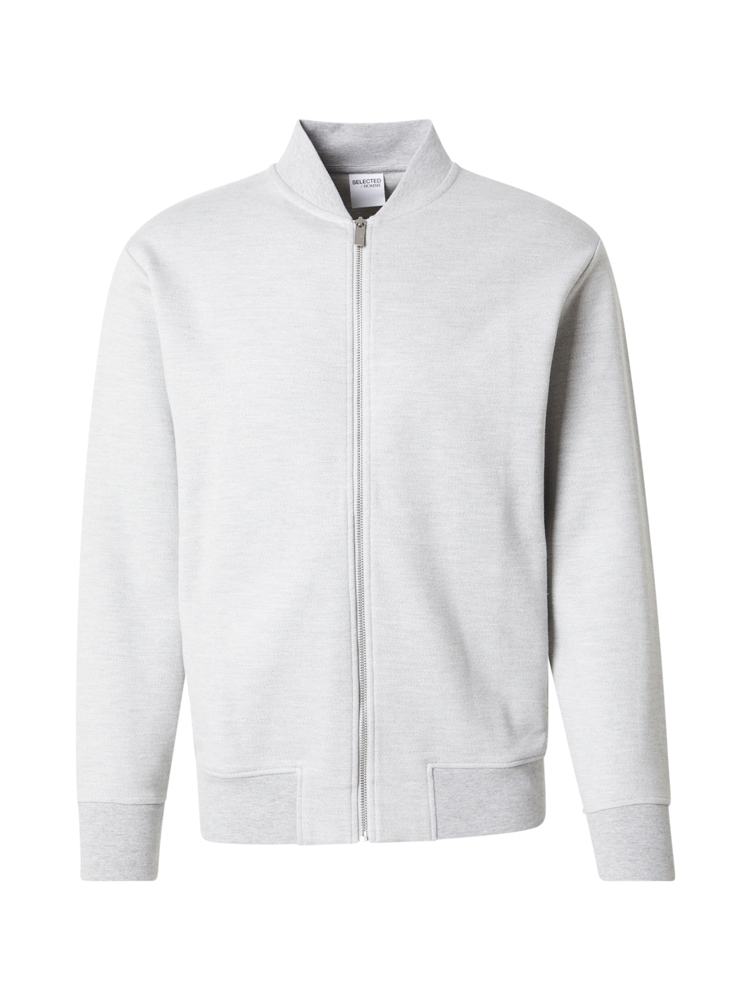 SELECTED Zip-Up Hoodie 'SLHMack' in Grey: front