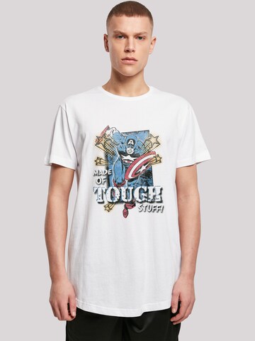 T-Shirt 'Marvel Captain America Made Of Tough Stuff' F4NT4STIC en blanc : devant