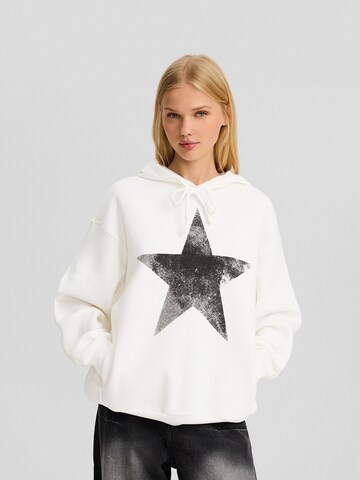 Sweat-shirt Bershka en blanc : devant