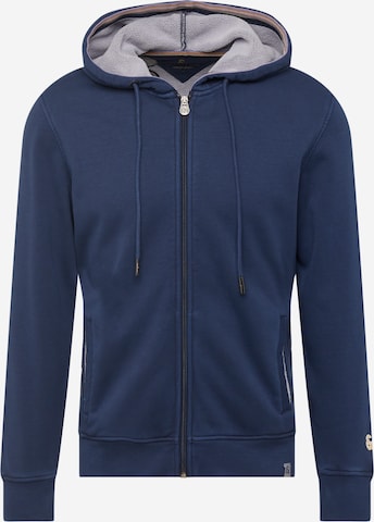 COLOURS & SONS Zip-Up Hoodie in Blue: front