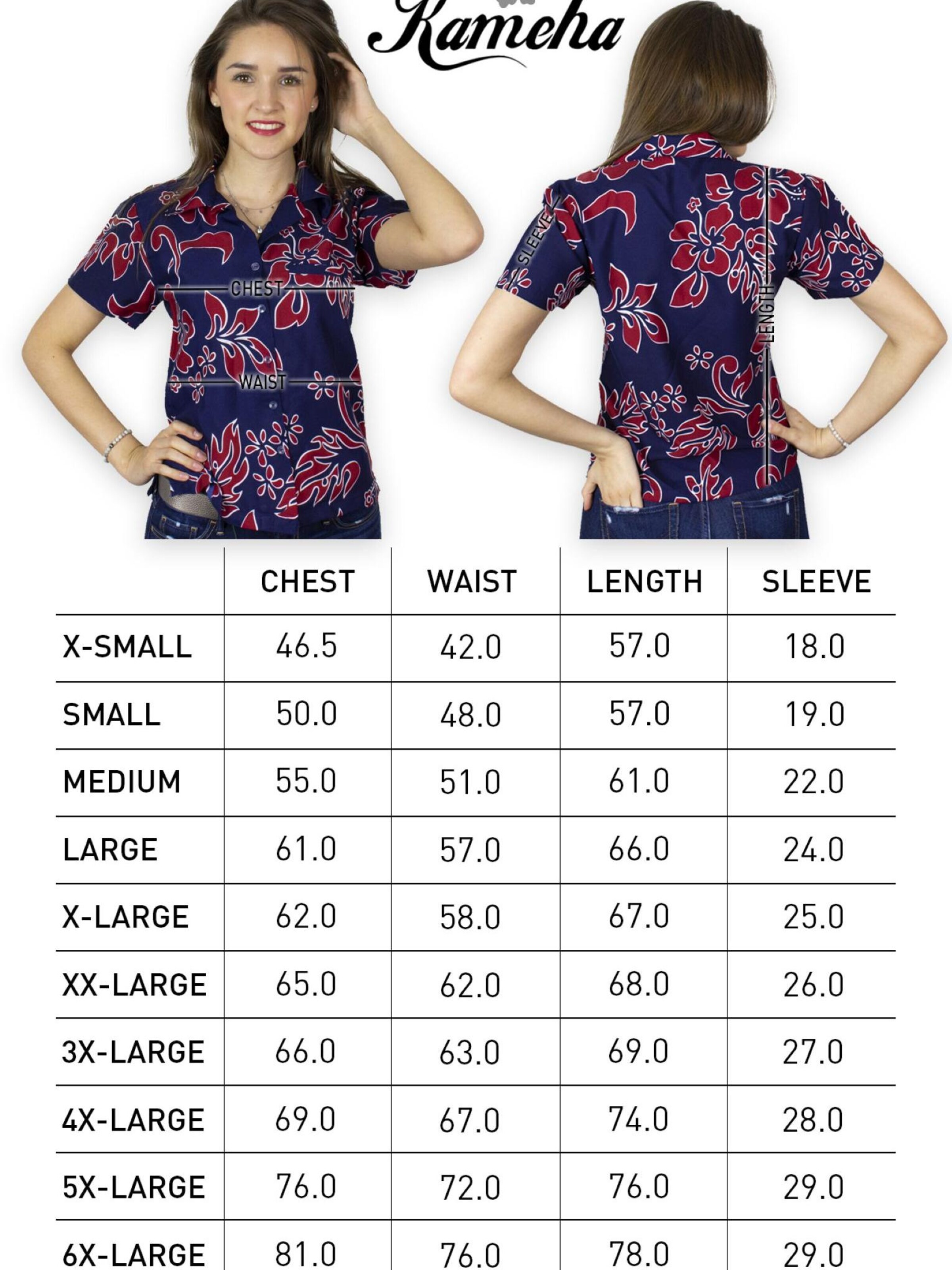 Camicia da donna 'Hibiscus Blue Line' di King Kameha in rosso