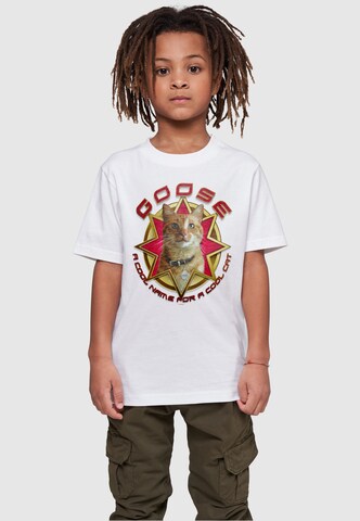 ABSOLUTE CULT Shirt 'Captain Marvel - Movie Goose Cool Cat' in Wit: voorkant