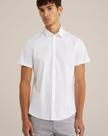 WE Fashion Slim fit Button Up Shirt in White: front