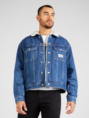 Calvin Klein Jeans Between-season jacket '90's Sherpa' in Blue: front