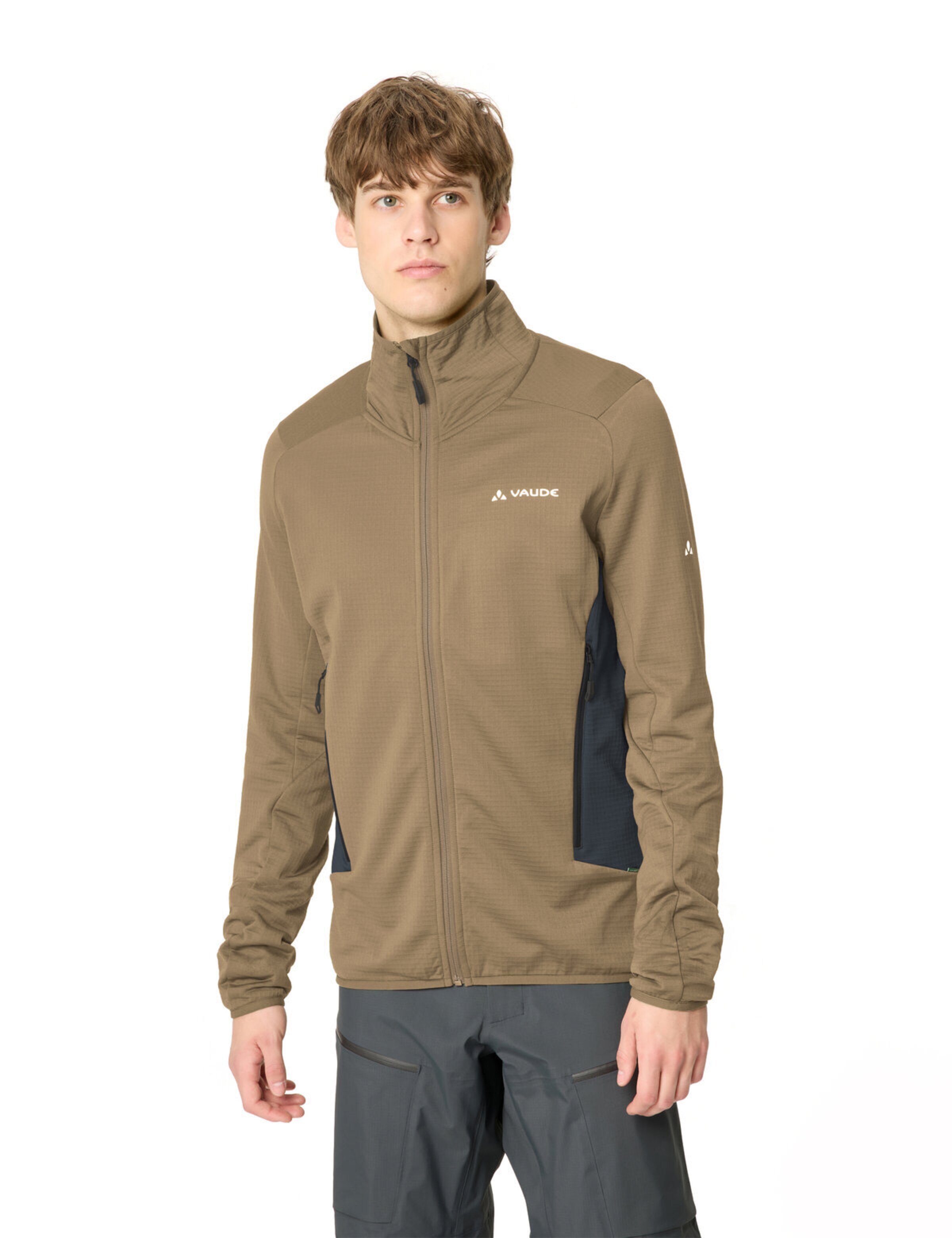 VAUDE Athletic fleece jacket 'Monviso II' in Beige: front