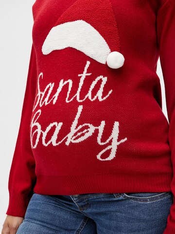 MAMALICIOUS Sweater 'SANTA BABY' in Red