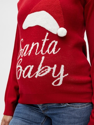 MAMALICIOUS Sweater 'SANTA BABY' in Red