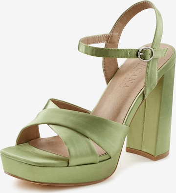 LASCANA Sandalen met riem in Groen: voorkant