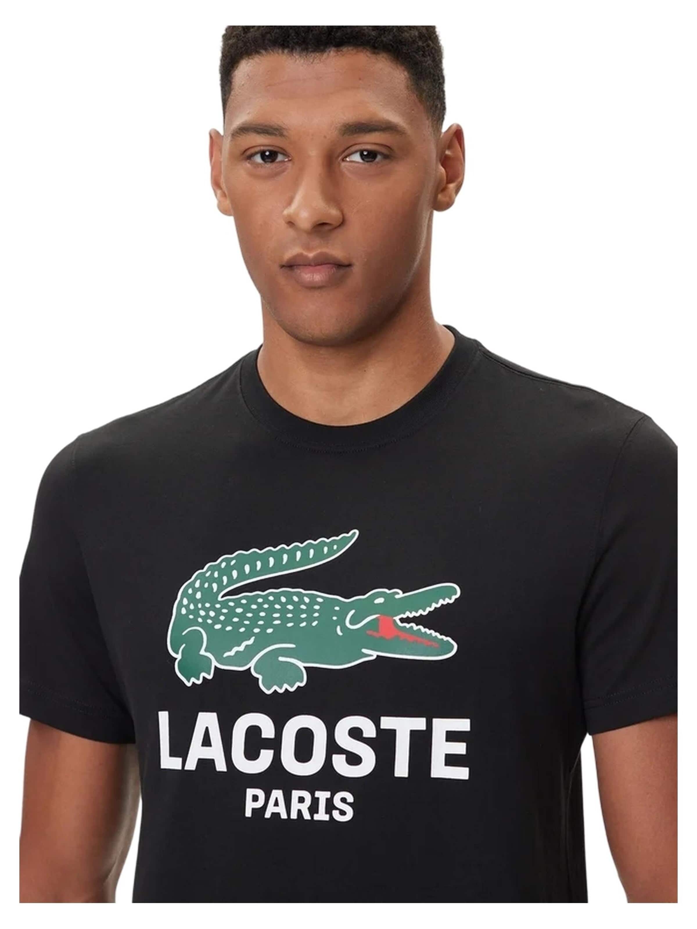 LACOSTEMajica 'Camiseta lacoste negra big chest croco crewneck tee' - crna boja