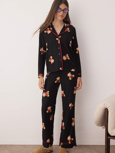 Trendyol Pijama en marrón claro / rojo oscuro / negro / blanco, Vista del producto