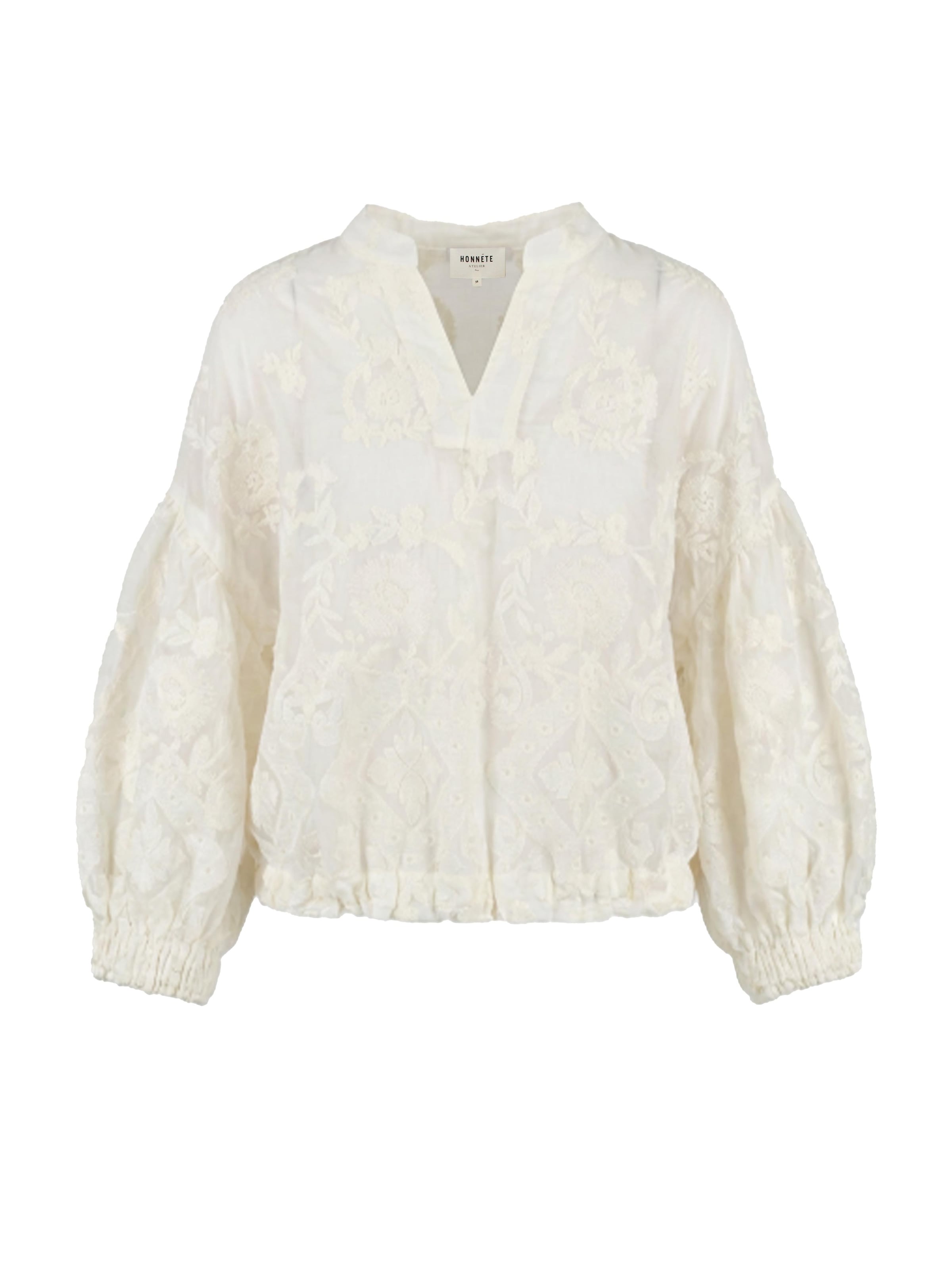 Honnête Atelier Blouse 'Edie' in White: front