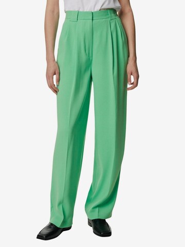 Marks & Spencer Loose fit Pleat-Front Pants in Green: front