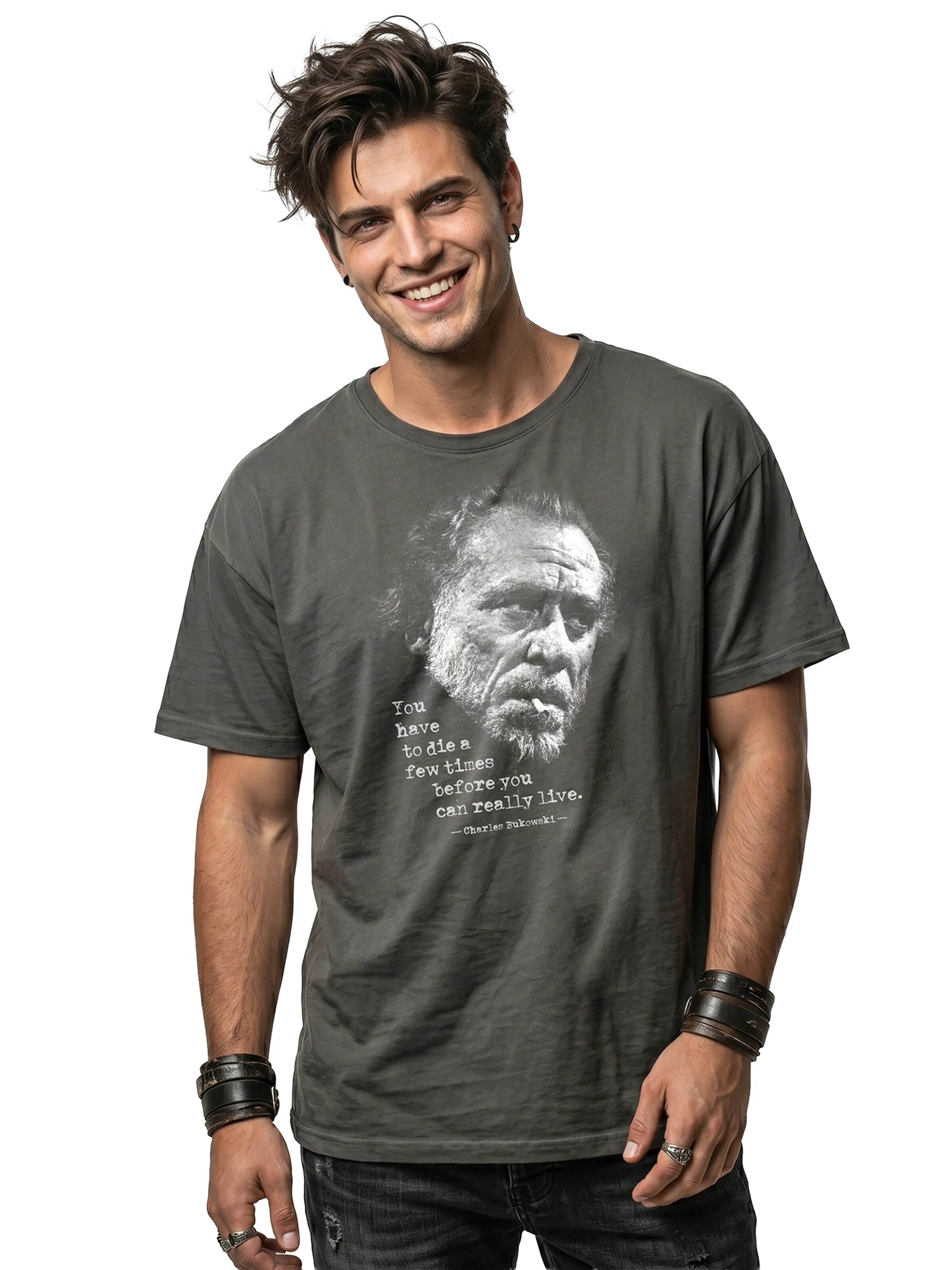 MAKAYA Shirt 'You have to die' in Grey