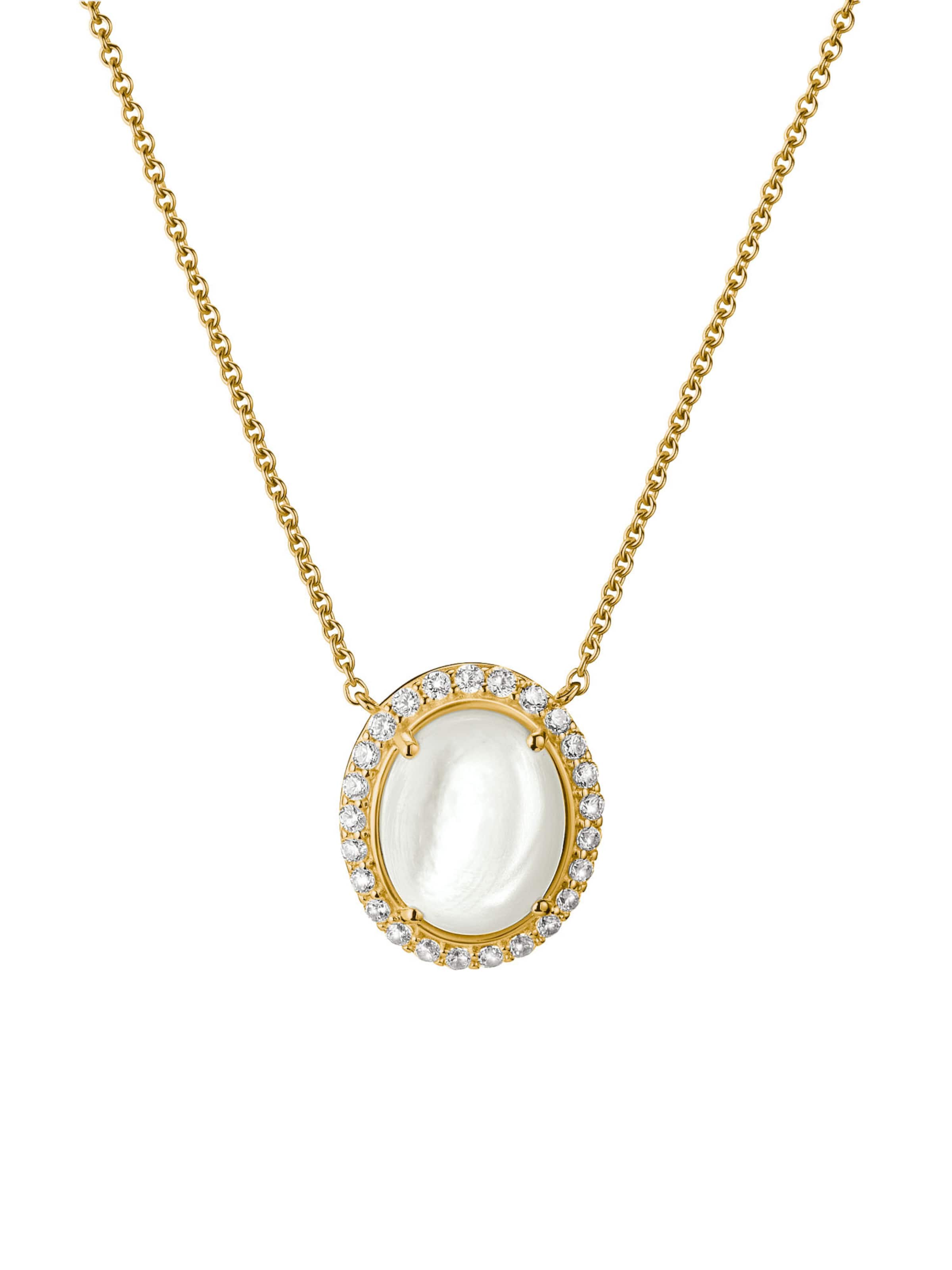 Thomas Sabo Kette Perlmutt mit weißen Zirkonia in Gold: Vorderseite