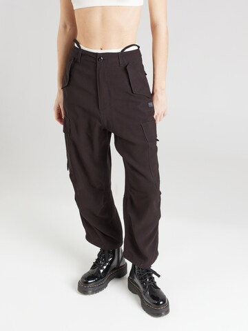 G-Star RAW Wide leg Cargobroek in Zwart: voorkant