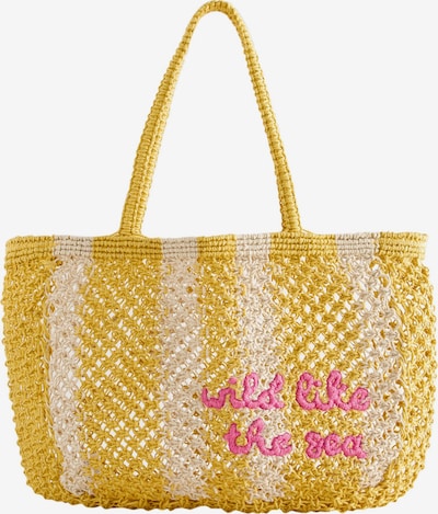 Next Strandtasche in gelb / dunkelpink / offwhite, Produktansicht