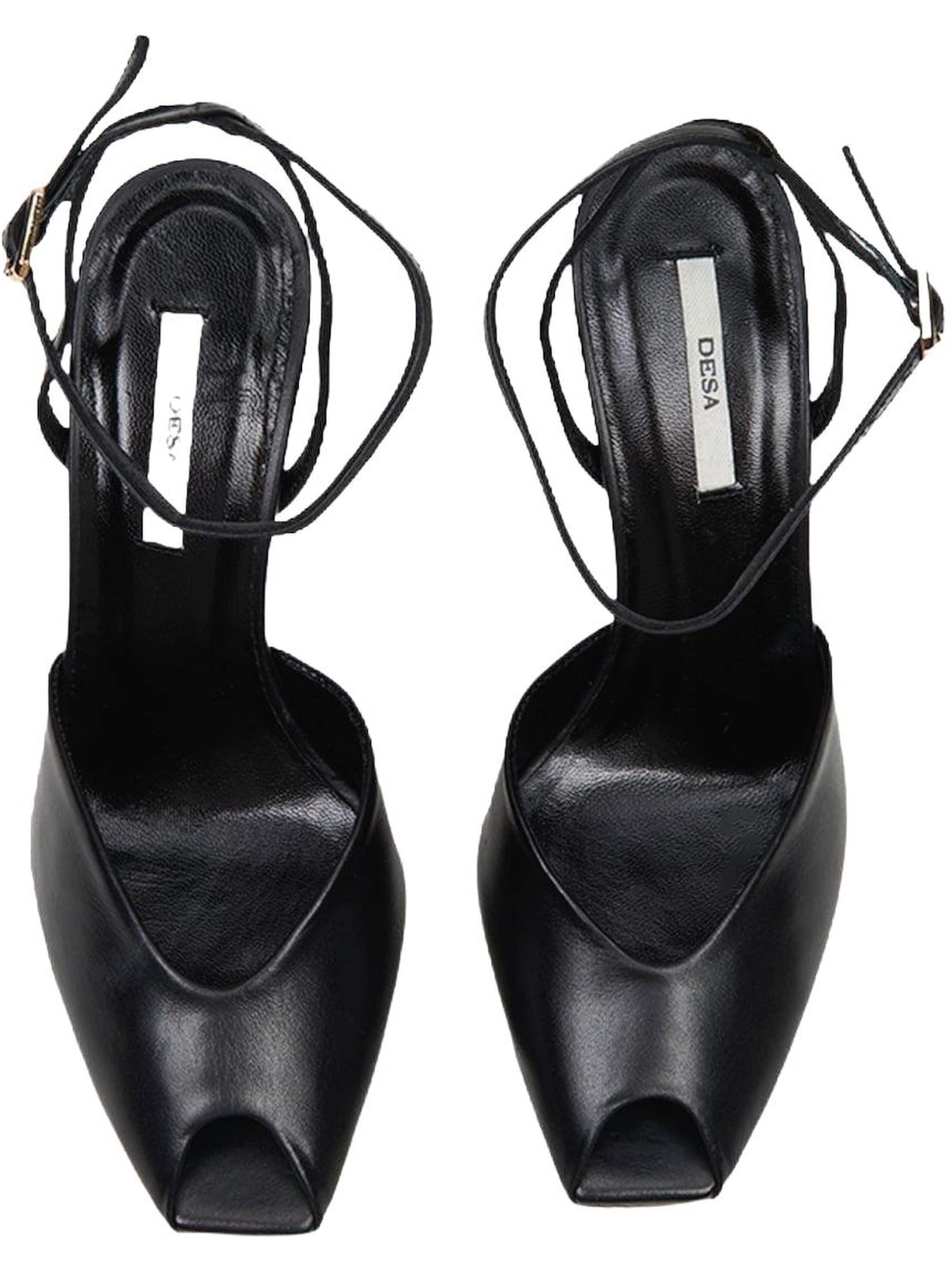 Desa - Zapatos con plataforma 'DESA Damen-Abendschuhe aus Leder mit offener Zehenpartie' en negro