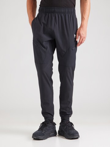 UNDER ARMOUR Конический (Tapered) Спортивные штаны 'Challenger' в Черный: спереди