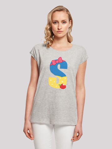 F4NT4STIC Shirt 'Disney Alphabet S Is For Snow White Schneewittchen' in Grijs: voorkant