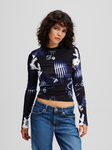 KARL LAGERFELD JEANS Top ' LANGÄRMLIGES TOP MIT DIGITAL-PRINT ' - Čierna: predná strana
