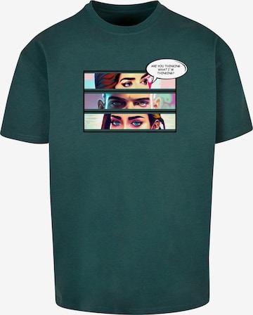 Merchcode Shirt 'Thinking Comic' in Groen: voorkant