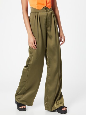 Nasty Gal Wide leg Bandplooibroek in Groen: voorkant