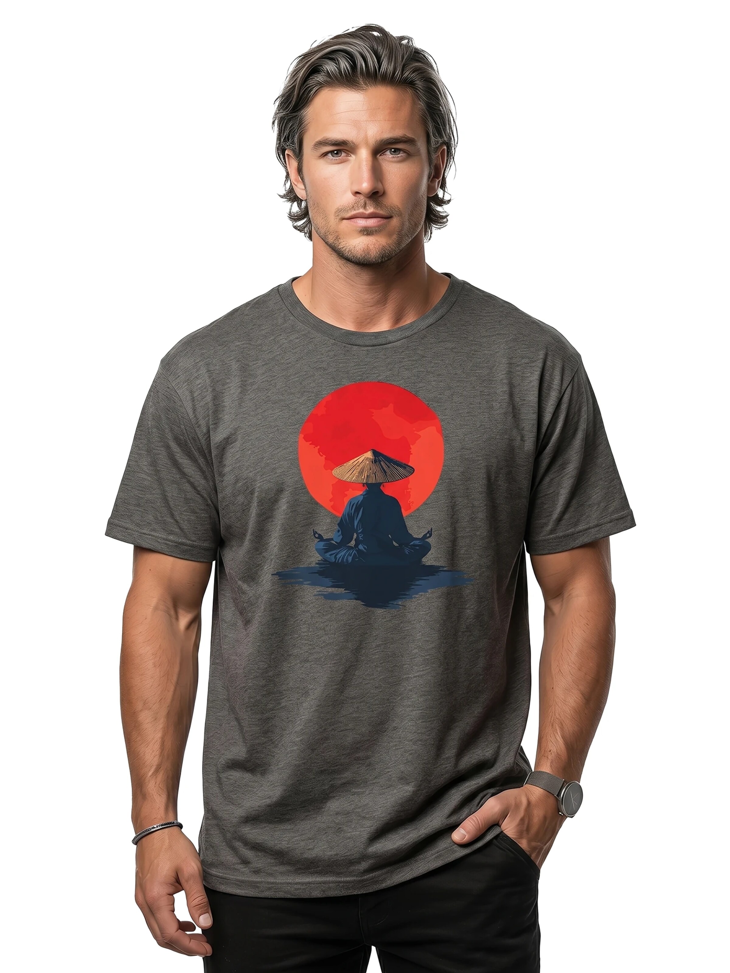 MAKAYA Shirt 'Cup Cat' in Grey: front