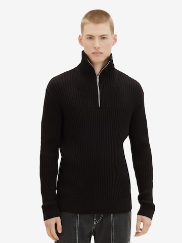 TOM TAILOR DENIM Pullover in Schwarz: predná strana