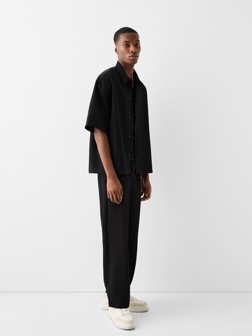 Bershka Comfort fit Button Up Shirt in Black