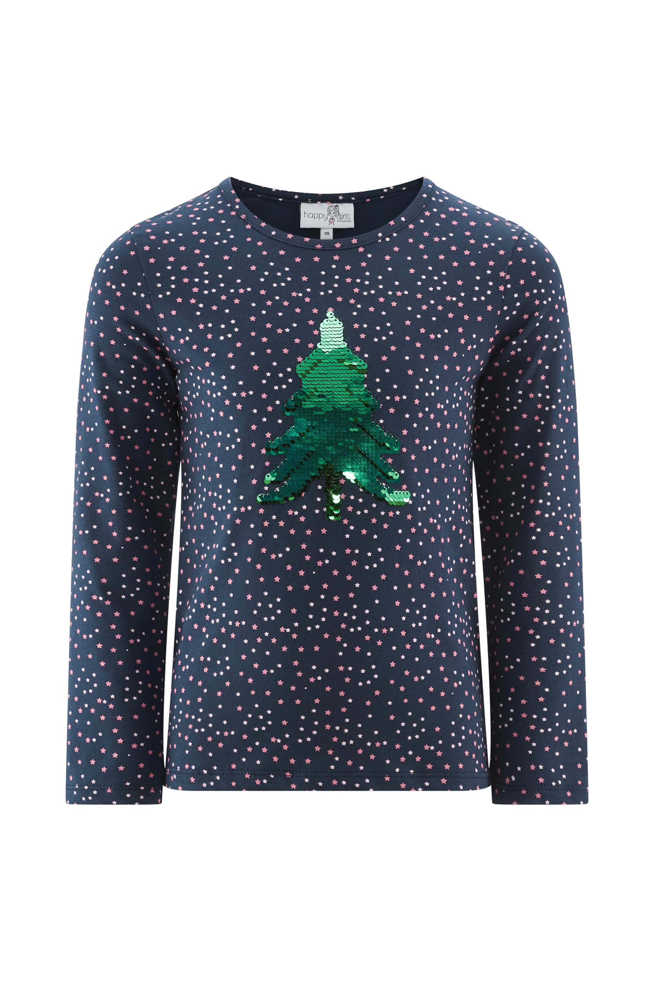 Tricou de la happy girls pe albastru: față