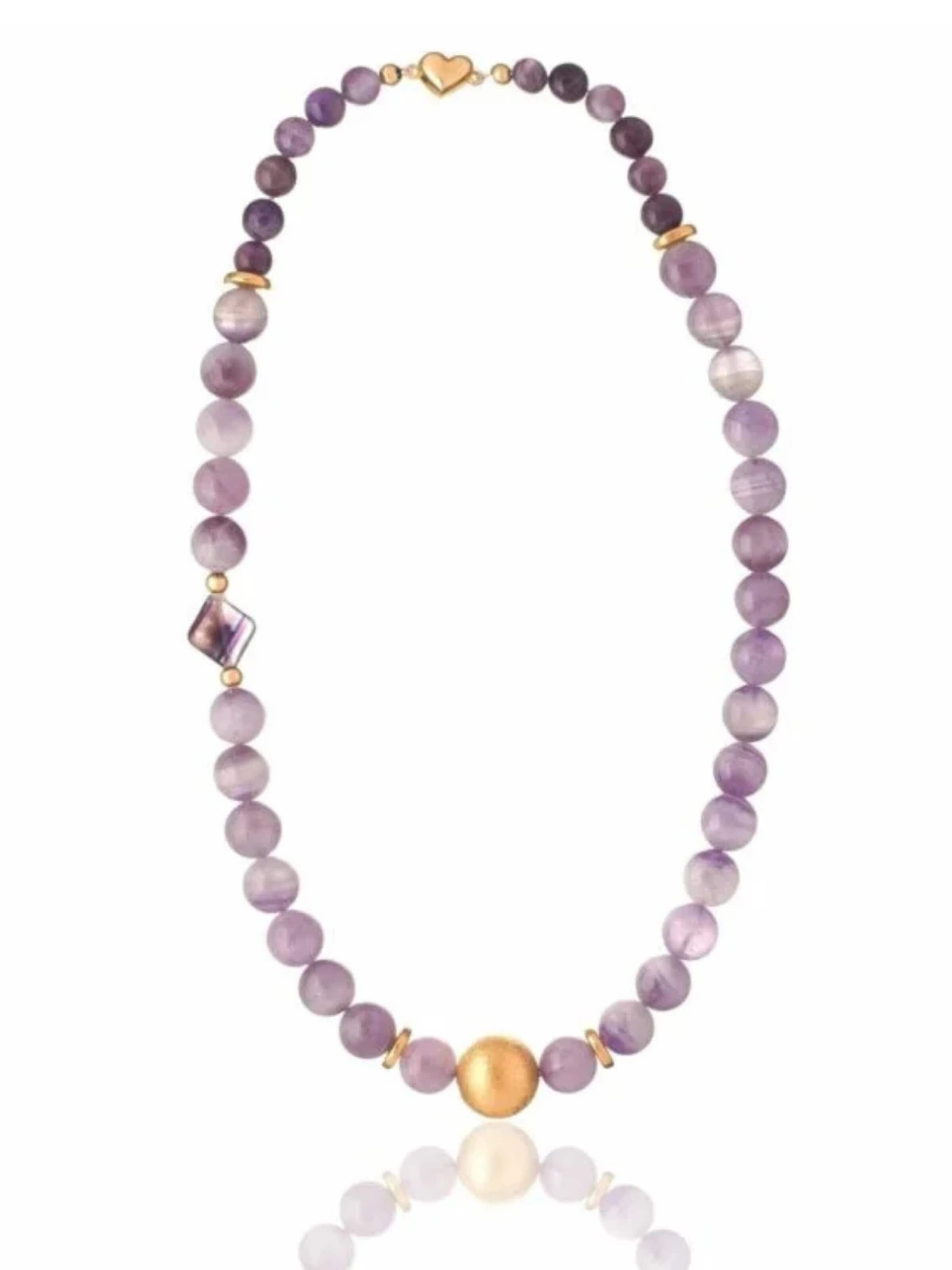 THE GEM STORIES JEWELRY Halsband 'Amethyst light Necklace with Gold Element' i lila: framsida