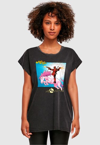 ABSOLUTE CULT T-Shirt 'Deadpool - Unicorn Battle' in Schwarz: Vorderseite