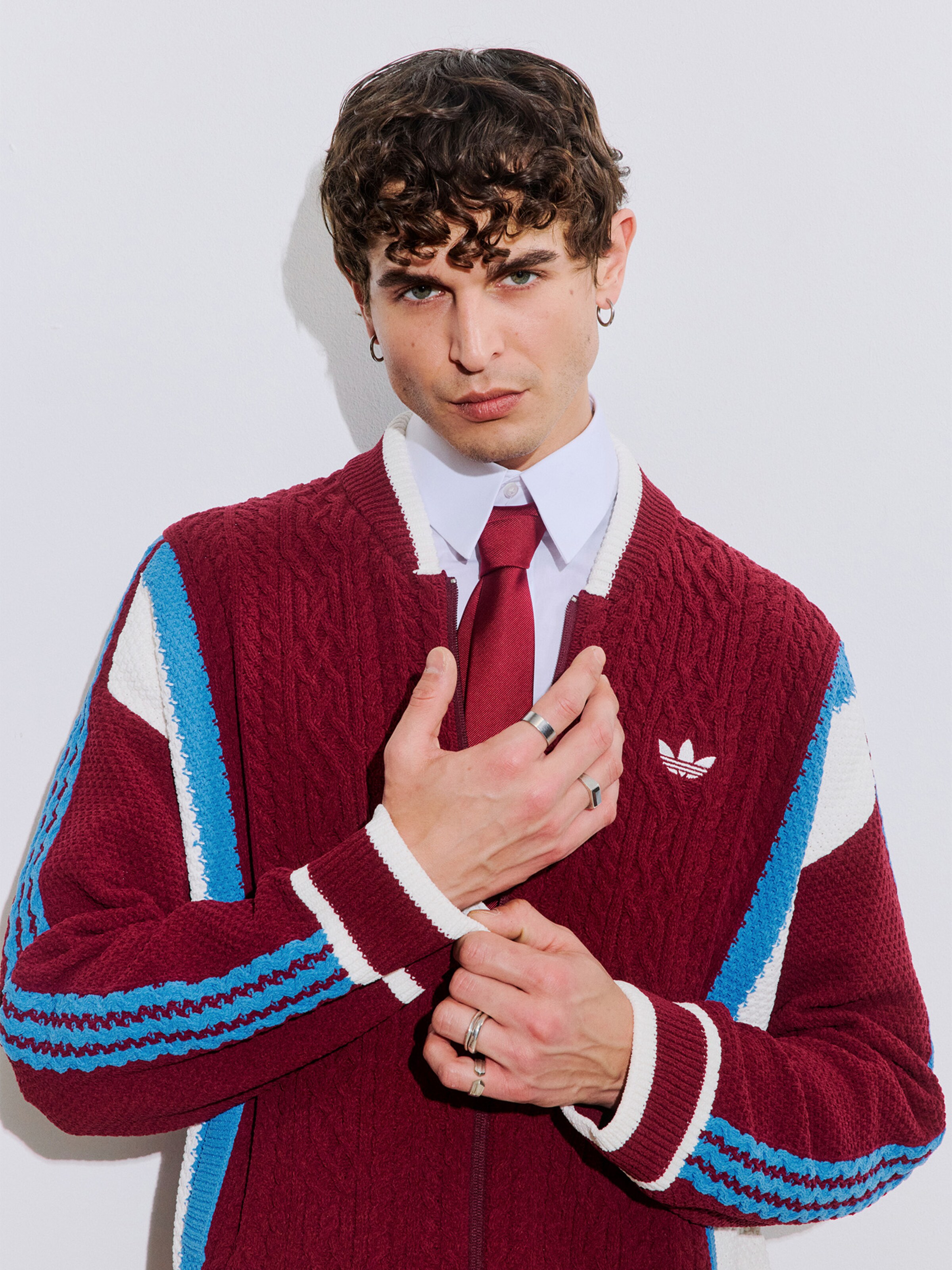 ADIDAS ORIGINALS Knit Cardigan 'RETRO REMIX' in Blood Red | ABOUT YOU