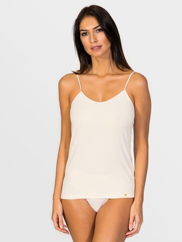 zd ZERO DEFECTS Undershirt 'Afrodita Spaghetti top soy fiber' in White: front