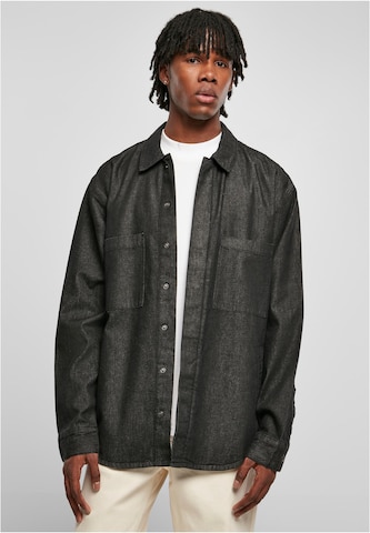 Urban Classics Comfort fit Button Up Shirt in Black: front