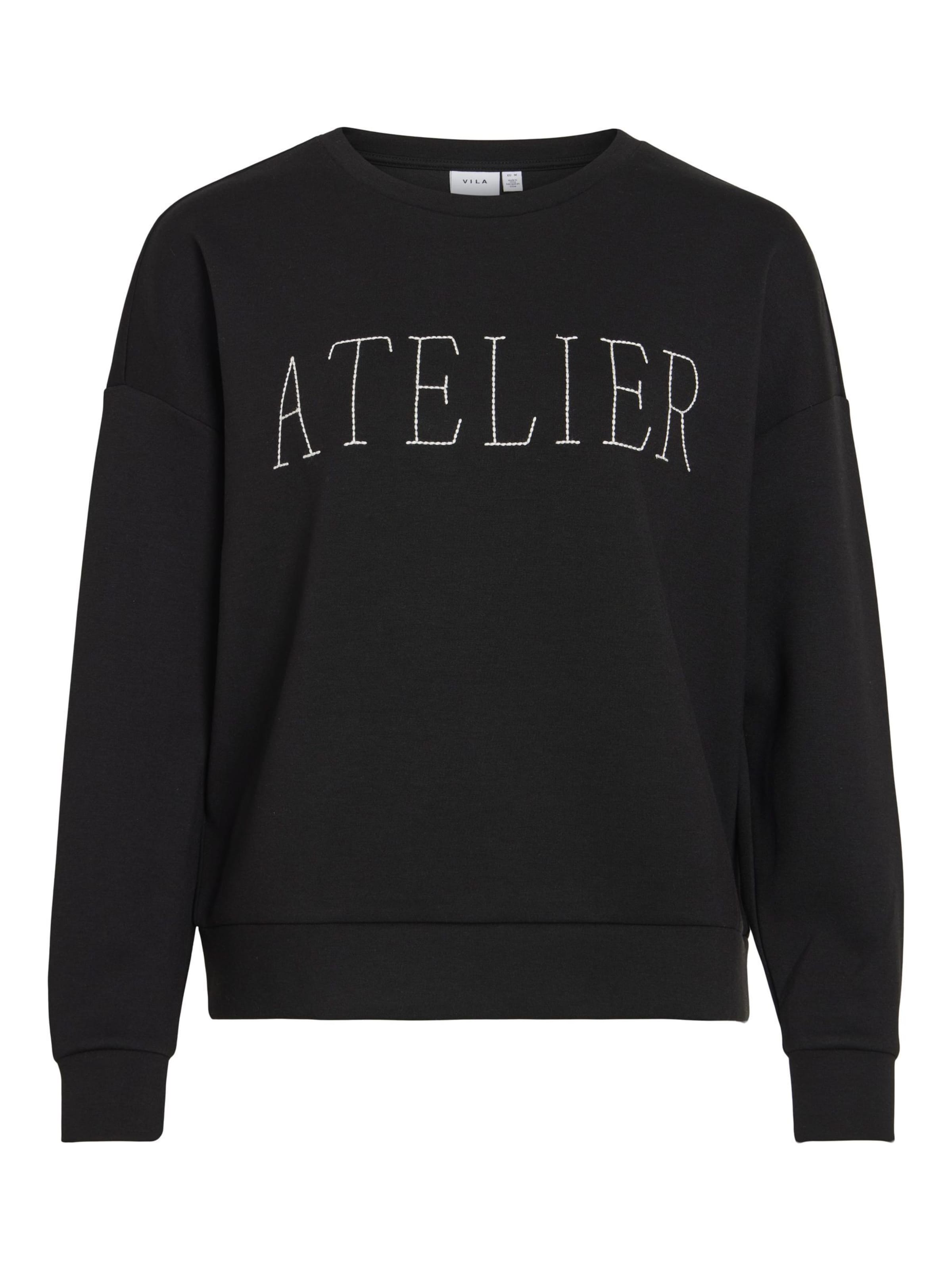 VILA Sweatshirt in Zwart: voorkant