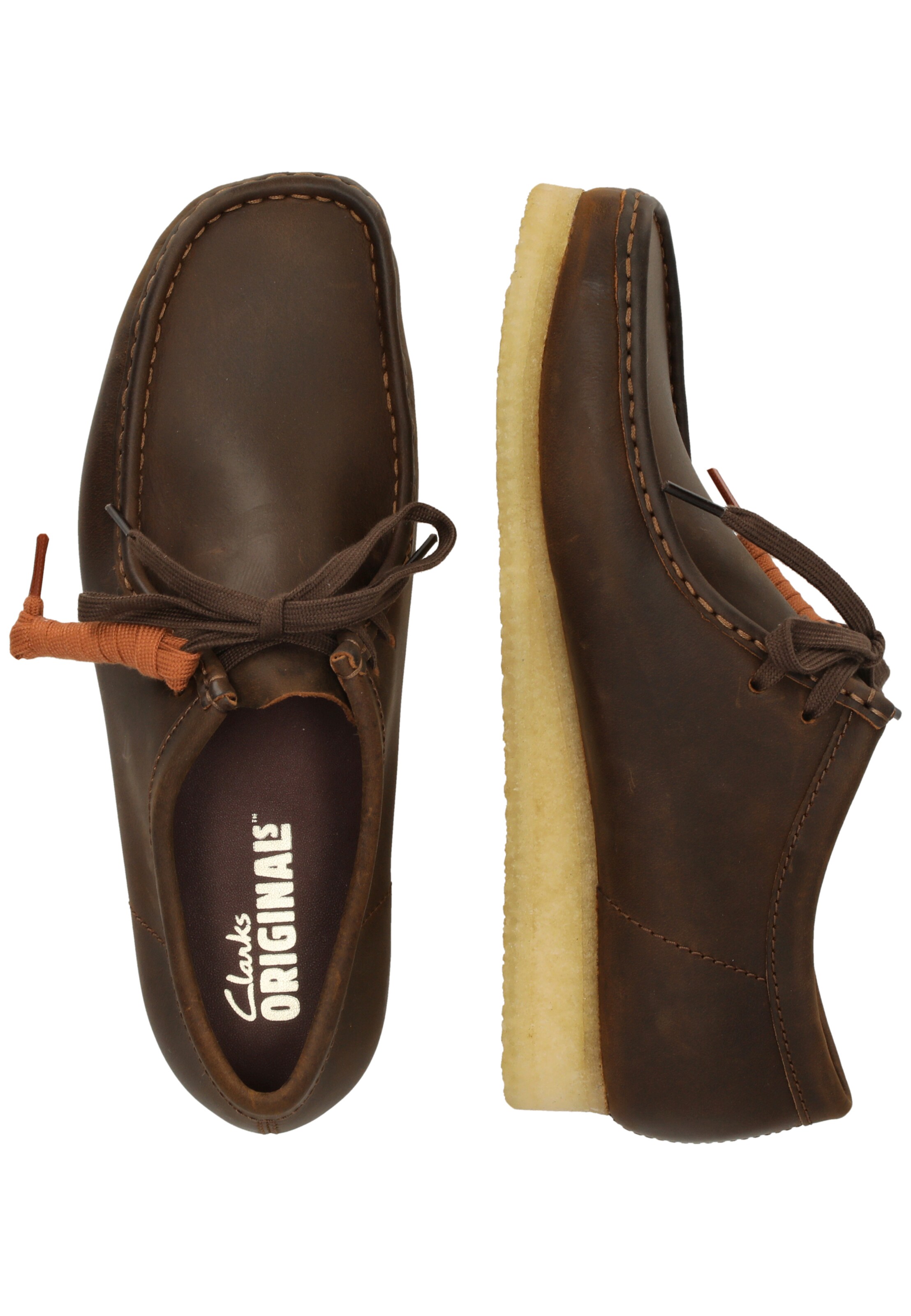 CLARKS Schnürschuhe 'Wallabee Beeswax' in Braun