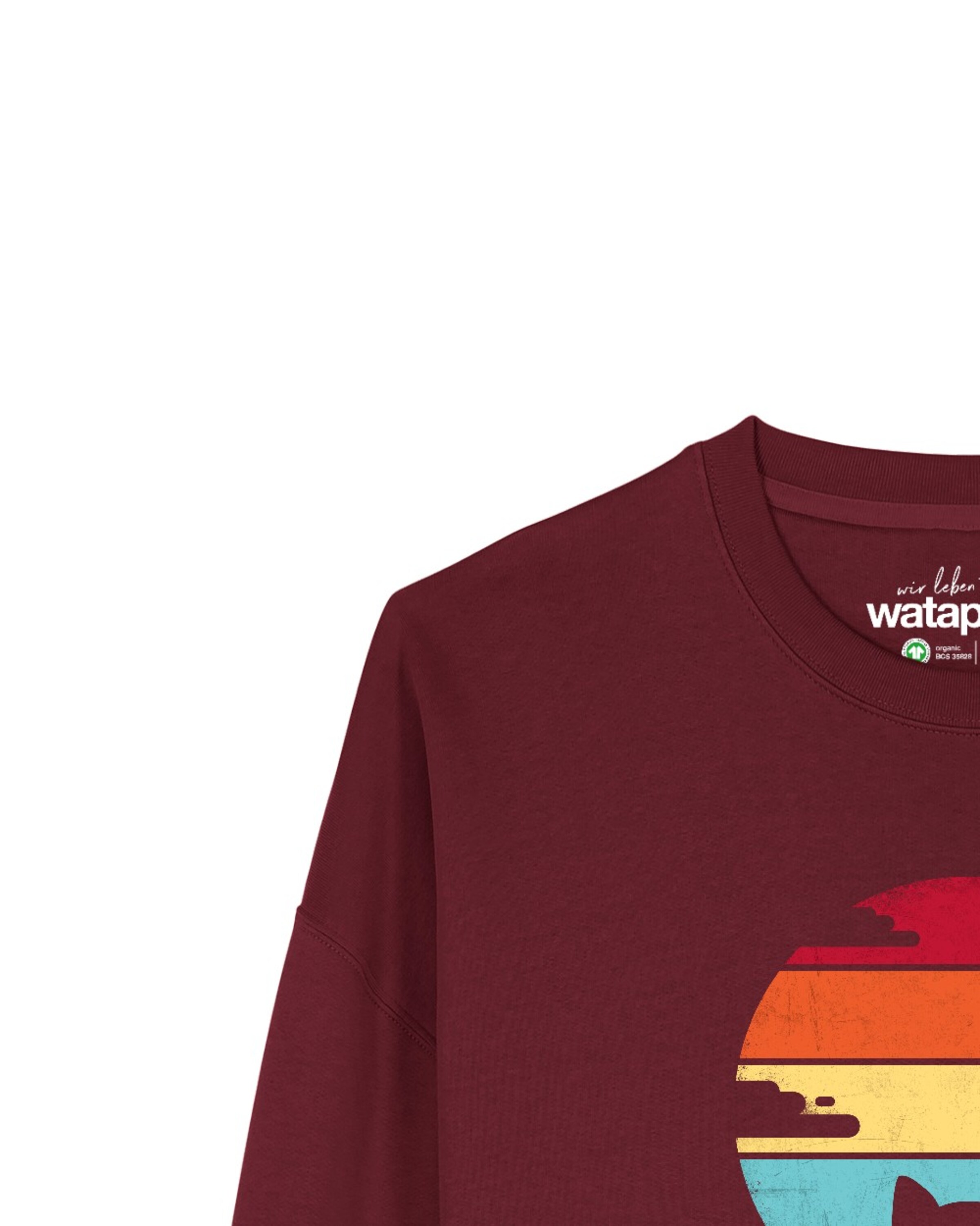 Watapparel Sweatshirt 'Retro Sunset Cat' in Rot