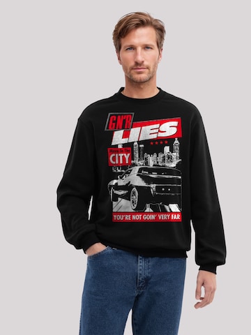 F4NT4STIC Sweatshirt 'Guns N' Roses Lies City Rock Music' in Zwart: voorkant