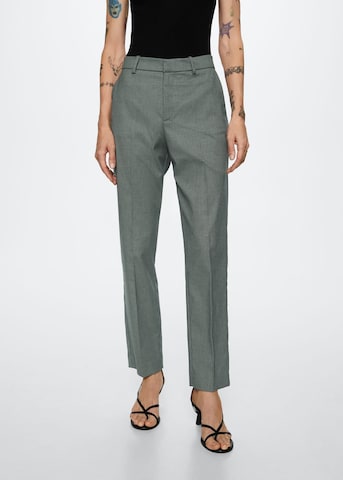 MANGO Regular Pleated Pants 'Borecuad' in Green: front