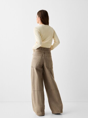 Bershka Wide leg Jeans in Bruin